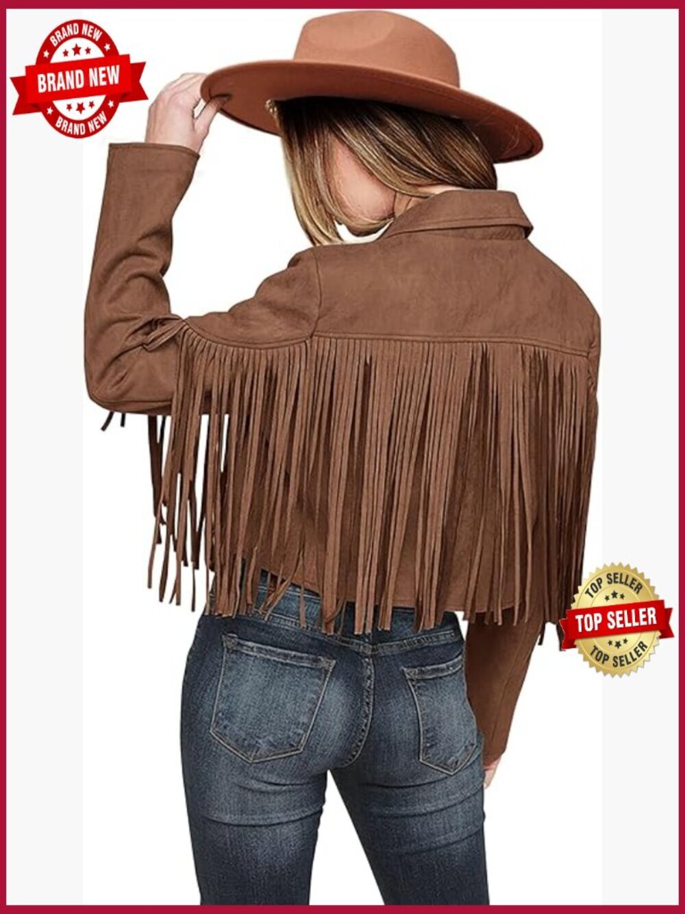 Fringe Faux Suede Leather Motorcycle Cropped Jacket Coat
